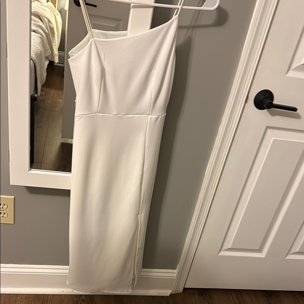 Hello Molly White Sheath Spaghetti Strap Dress